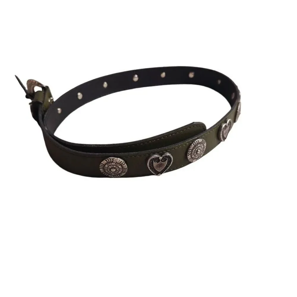 Girl's green heart studded belt